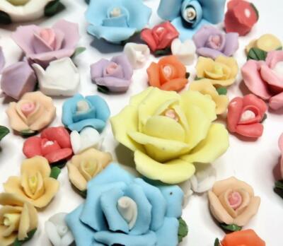 Porcelain Flowers Lot Mix Color Size Flatback DIY 8-26 mm 30 pcs Capodimont e