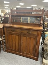 Arts & Craft Console Credenza Chiffonier Walnut Mirror Back Victorian Antique