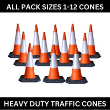 2 Piece Road Traffic Cone Highway LARGE HEAVY DUTY ORANGE 750mm ALL PACK SIZES