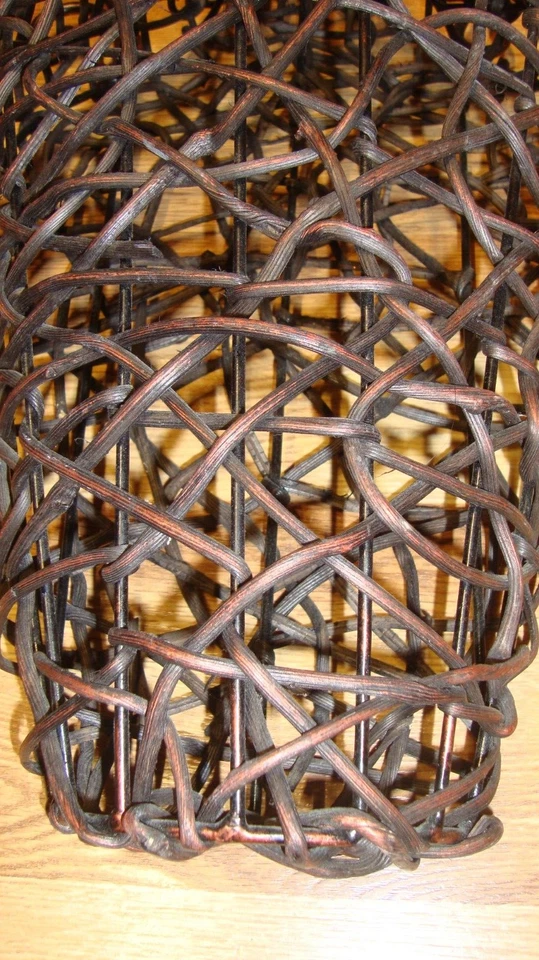 Plantador de parede grande 20,5 x 11" metal e vime tecido aberto em forma de vaso caixa decorativa - Imagem 3 de 4