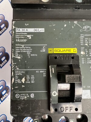 Square D FA32030, 30 Amp, 240V, 3P, NS Label, I LINE Circuit