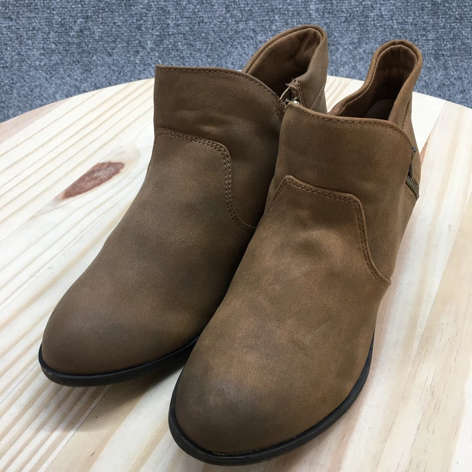 American Rag Botas Mujer 6.5 Abby Botines Marrón Imitación Cuero Cremallera Bloque Foto 3 de 4