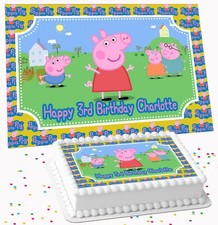 CUSTOM PEPPER BIRTHDAY PIG PERSONALISED ICING EDIBLE COSTCO CAKE TOPPER R3-885