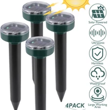 4 Packs Mole Solar Ultrasonic Animal Repeller Rabbit Snake Repellent for Farm US