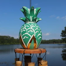 LUCKY PINEAPPLE Wind Chime,beach decor,whole wood pineapple  Gift Idea, G-108