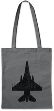Jet I Silhouette Shopper Shopping Bag Airforce Fighter Pilot Jet Combat Aircraft