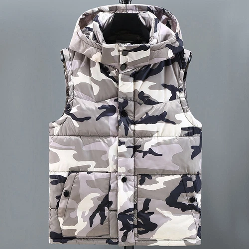 Herren Warm Wattierte Weste Gesteppt Camouflage Winterweste Ärmellose Jacke Top - Bild 13 von 18