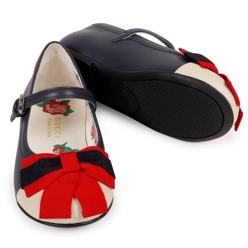 NIB NEW Gucci Girls blue white red web bow ballet flats shoes 20 26 27 552945 - Picture 3 of 7