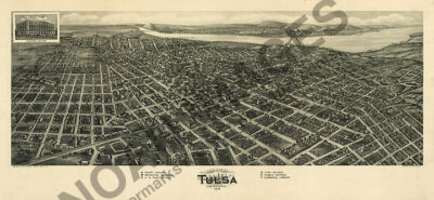 Panoramic Map of Tulsa Oklahoma 14x30