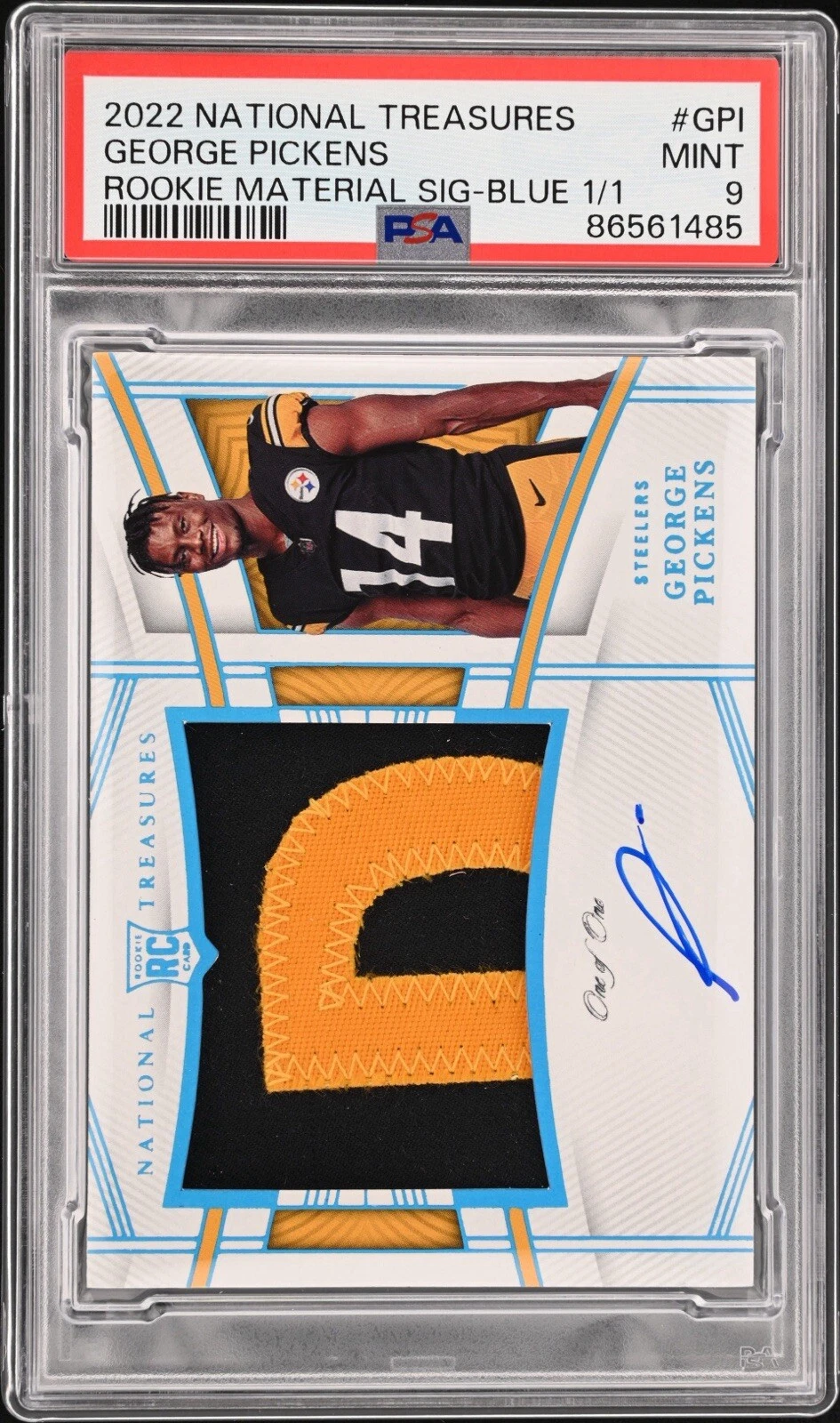 George Pickens Panini National Treasures Rookie Material Signature #GPI Blue 1/1