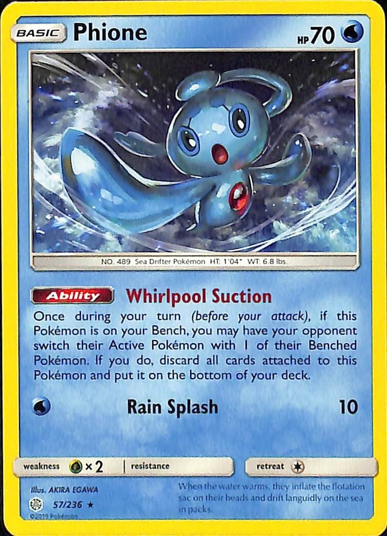 Phione 57/236 Sun Moon Cosmic Eclipse Rare Pokemon Card TCG Non Holo