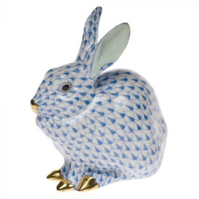 HEREND,  BUNNY SITTING,  BLUE FISHNET,  #VHB-15305,  BRAND NEW, MINT & BOX!