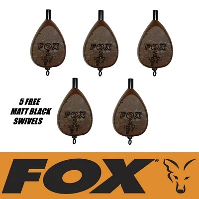 Fox Camotex Flat Pear Inline Blei 5 x 2oz Karpfen Angelblei + 5 Gratiswirbel