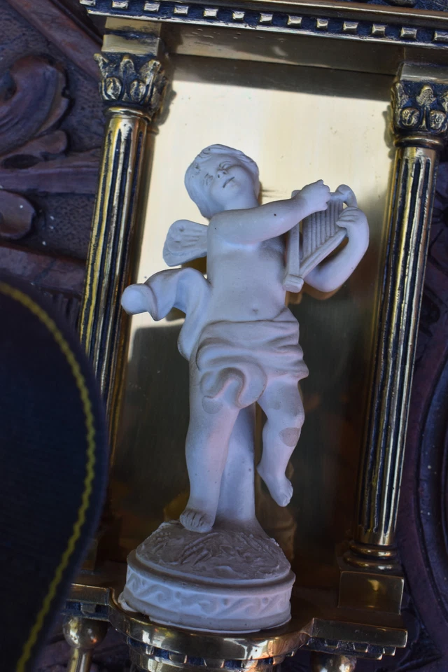 PAR de apliques de pared vintage francés bronce bisque porcelana putti estatuilla luces Foto 4 de 4