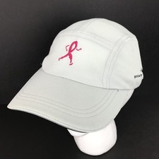 Breast Cancer Gray Running Sweat Vac Hat Cap Pink Logo Baseball Adjustable Back