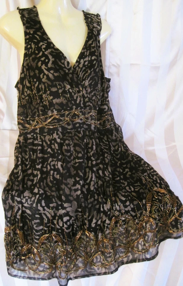 sexy Kleid Yessica Gr. 40 schwarz gold Perlen Pailetten aufwendig bestickt - Bild 2 von 4