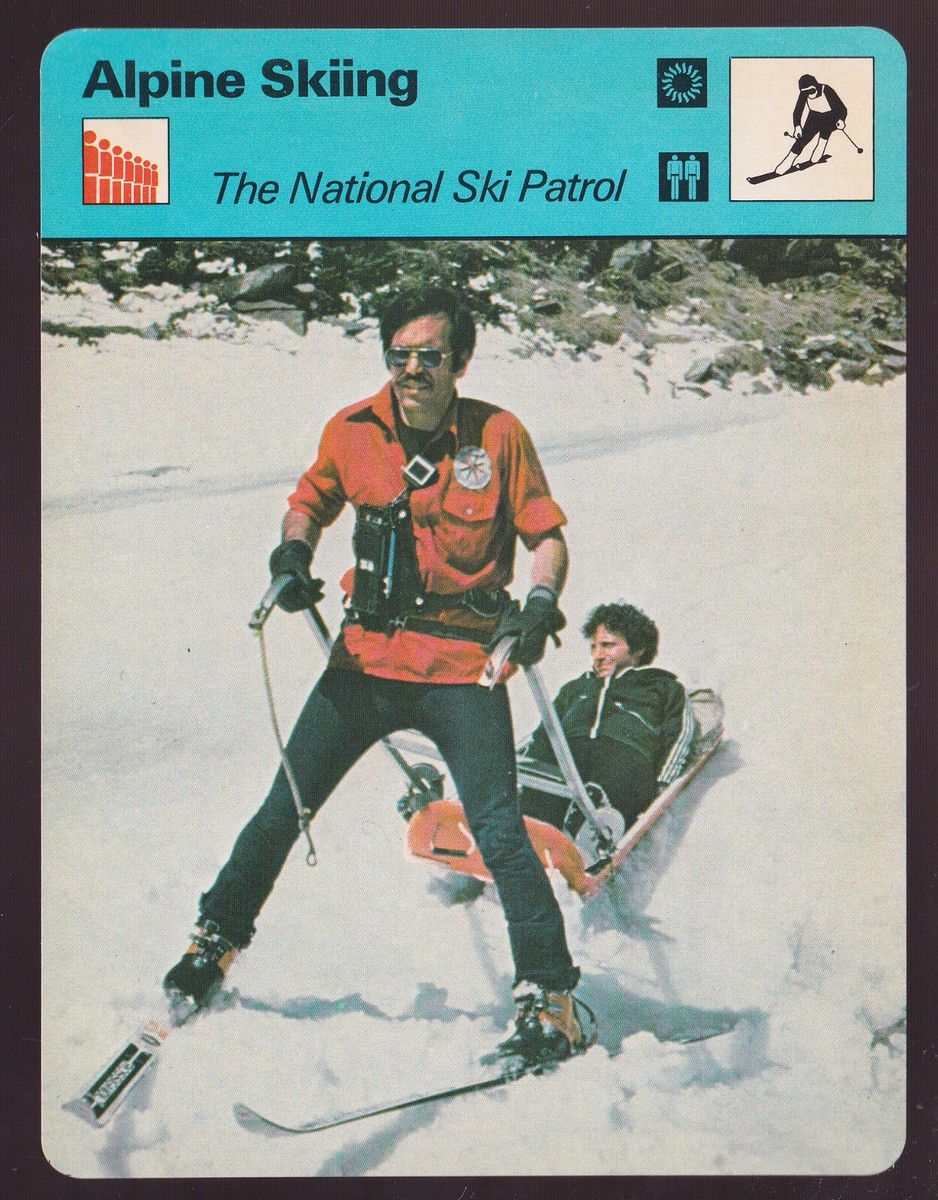 THE NATIONAL SKI PATROL Alpine Skiing Rescue Photo 1979 SPORTSCASTER CARD  78-19