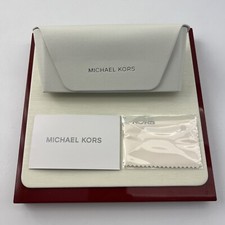 MICHAEL KORS FAUX WHITE LEATHER EYEGLASSES CASE SNAP CLOSE W/ CLEAN CLOTH  COA