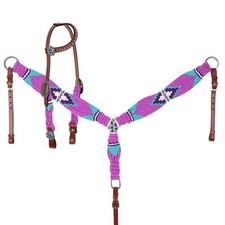 Showman Violet Wave Mohair One Ear Headstall and Breast Collar Set FREE SHIP 