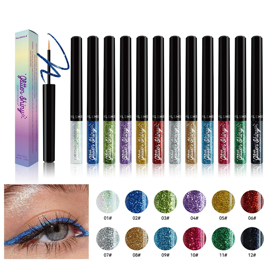 12 Color Glitter Eyeshadow Lip EyeLiner Eye Shadow Pencil Shimmer Pen Makeup 」 - Image 4 of 4