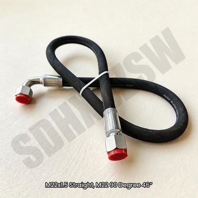 Chinese Excavator Hydraulic Hose, M22x1.5 Straight, M22 90 Degree 46  Long 1/2 