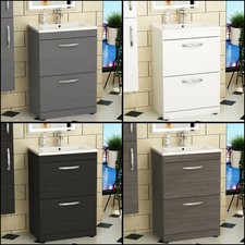 Freestanding Bathroom Sink Vanity Unit Furniture 2 Drawer Cabinet 500/600/800mm
