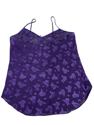 Petra Fashions Gown Womens 1X Purple Mesh Rose Floral Chemise Lingerie Sleepwear