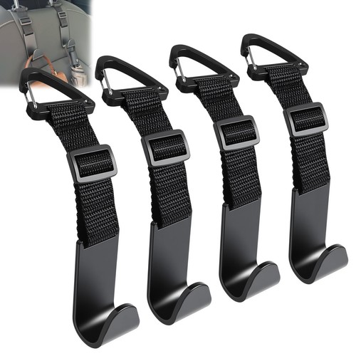 Amooca Car Headrest Hooks 4 Pack Seat Back Organizer Purse Bag Holder - Picture 1 of 6
