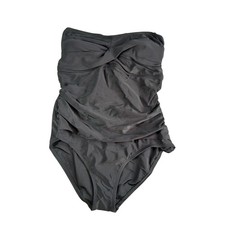Kona Sol One Piece Swimsuit Womens Large Black Tummy Control Full Coverage NWT