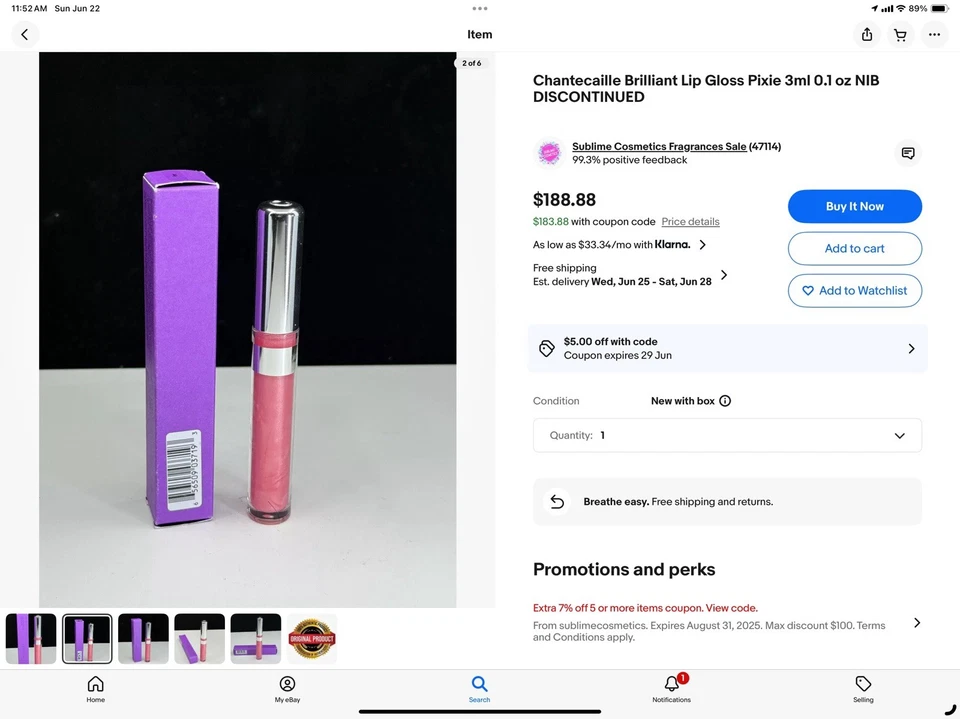 Chantecaille Brilliant Lip Gloss Pixie 3ml 0.1 oz NIB - Image 2 of 4