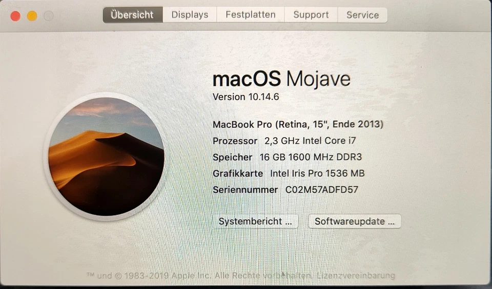 MacBook Pro 15 Late 2013 i7 2,3GHz, 512GB, 16GB, Nvidia Geforce 750M, Retina - Bild 2 von 4