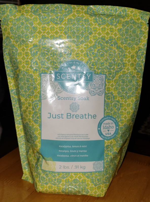 Scentsy Soak Just Breathe Eucalyptus Lemon Mint Epsom Pink Himalayan Bath Salts