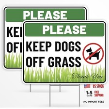 2PC Keep Dogs Off Lawn Sign with Stake, 12 Inches by 9 Inches - 12" x 9"