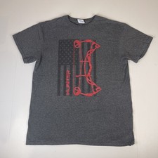 Archery Compound Crossbow Mens T Shirt Size Medium Pro Deer Hunter Bow USA Flag