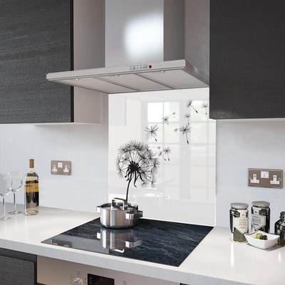 Glas Spritzschutz Pusteblume weißes Glas und Zubehör - hergestellt von Premier Range
