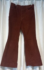 Levi  s 70s High Flare Jeans Women  s 33 Bell Bottom Rustic Brown Corduroy EUC