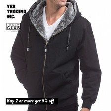 PROCLUB MENS HEAVYWEIGHT FUR PILE JACKET PRO CLUB WARM SOFT HOODED ZIP UP HOODIE