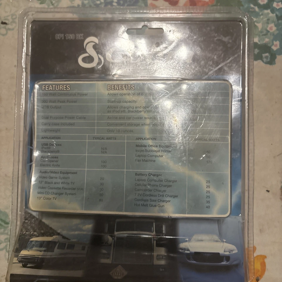 Cobra  Microport CPI-150BK 150W DC to AC Travel Power Inverter Case case J63 - Image 2 of 2