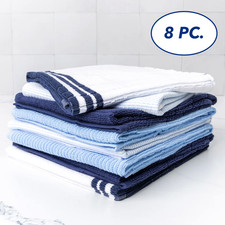 8 PC 100 COTTON KITCHEN TOWEL SET DISH TOWELS 18" X 28" TERRY ABSORBENT TEA BAR