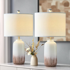 Set of 2 Modern 24" Ceramic Table Lamps for Living Room  Bedroom, Dimmable