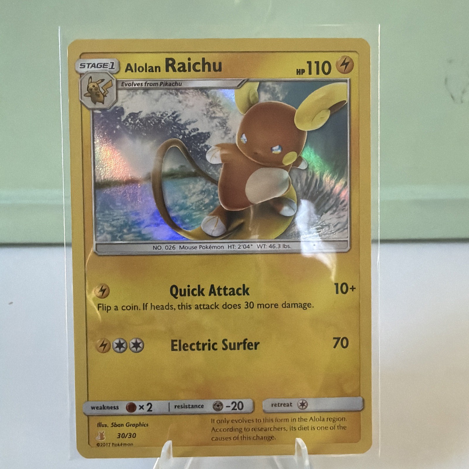 2017 POKEMON Alolan Raichu 30/30 - Trainer Kit - HOLO! - Pokemon - MINT! 💥