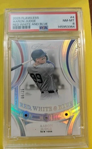 2025 Panini Flawless Aaron Judge /25 PSA 8 Red White Blue SSP Yankees #4