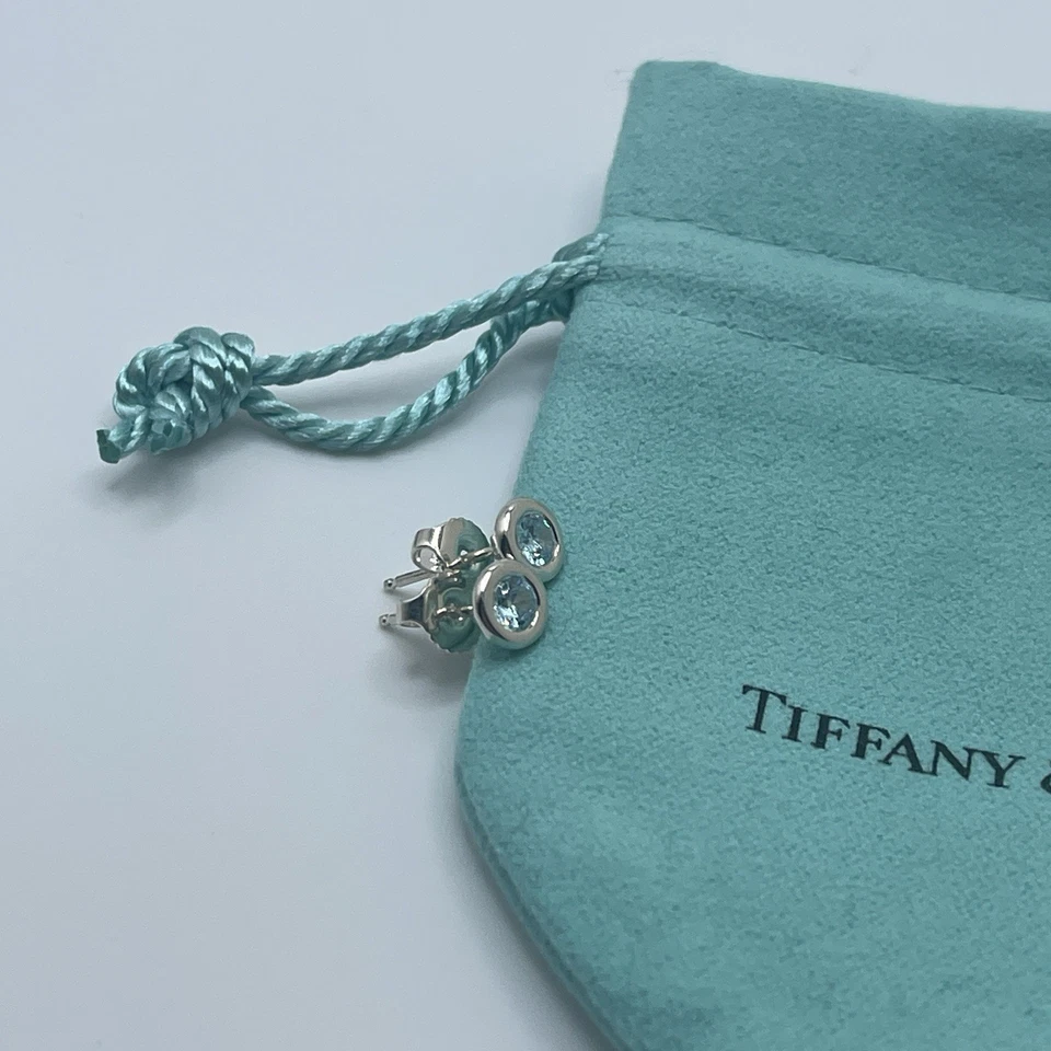 Pendientes Tiffany & Co. de plata de ley 925 Elsa Peretti azul aguamarina por yarda Foto 3 de 4