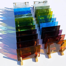 24 Sheets Streaky Translucent Opal Stained Glass Sheets   6X4 Inch Smooth Art Gl