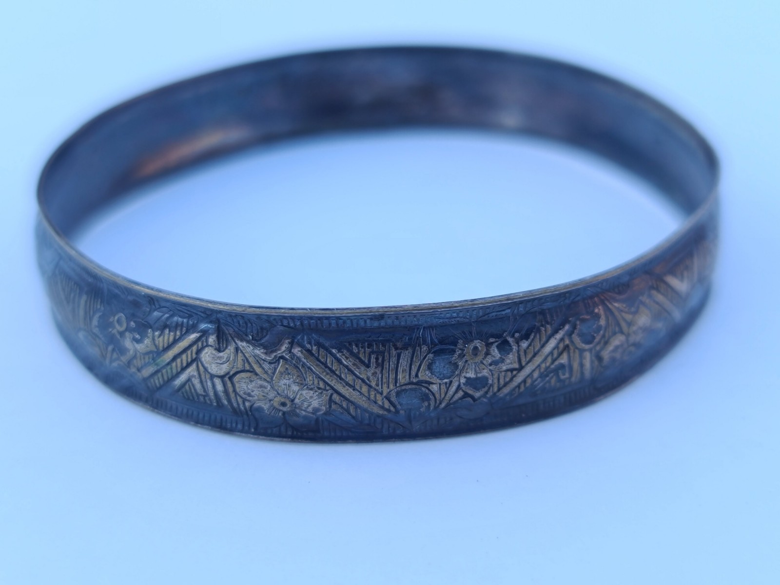 VTG Sterling 925 Solid Silver Bangle Bracelet Siz… - image 9