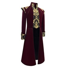 Mens Steampunk Medieval Tailcoat Jacket Embroidered Victorian Gothic Frock Coat