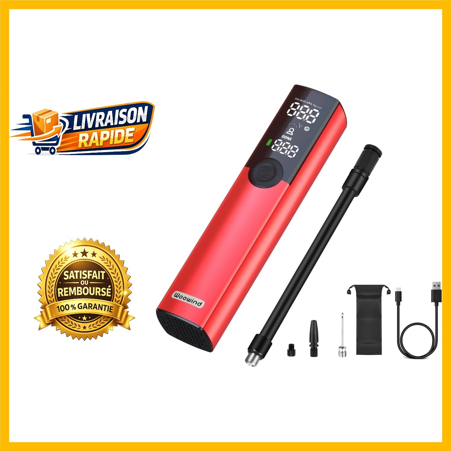 Gonfleur électrique Woowind 150 PSI automatique pour pneu de vélo