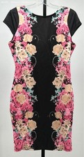 Kardashian Kollection Womens Black Pink Beige 41223 Floral Print Polyester Elast