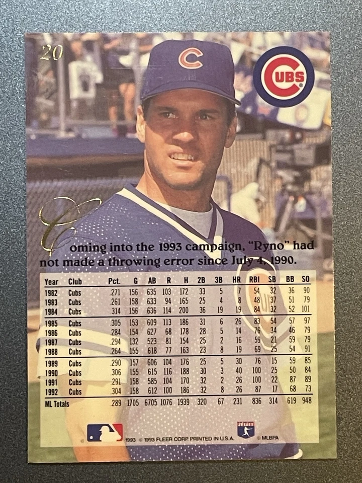 1993 Flair #20 Ryne Sandberg - Image 2 of 2