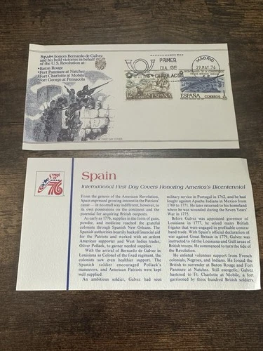 Spain 1976 America Bicentennial FDC Bernardo de Galvez Madrid Cancel